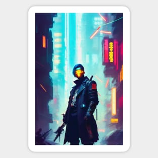 Abstract Cyberpunk Cyborg Sticker